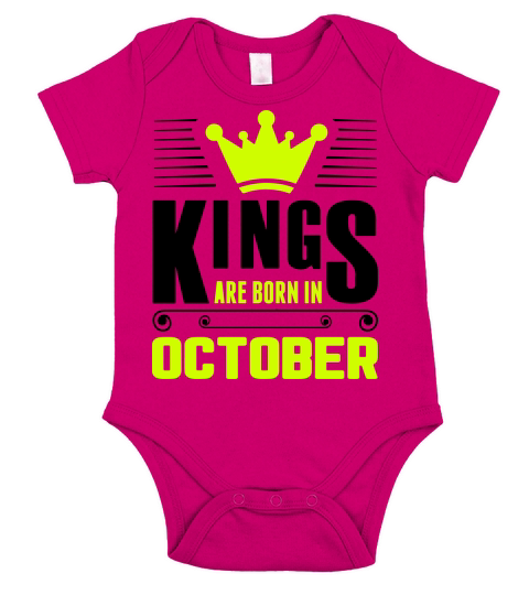 Kings Are Born In October Short Sleeve Baby One-Piece