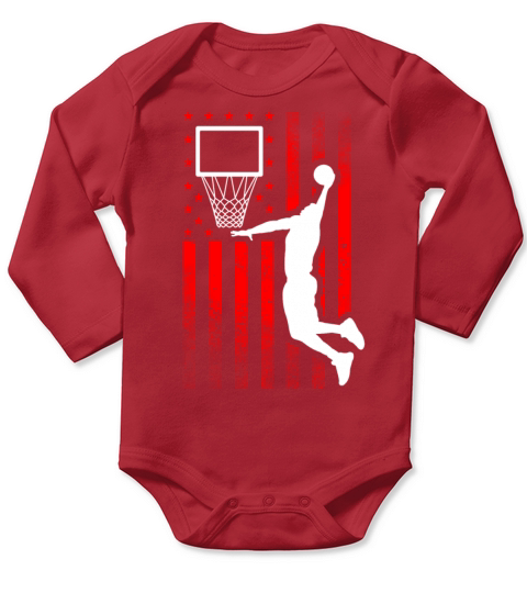 Basketball American Flag Player Shooting Ball Long Sleeve Baby One-Piece