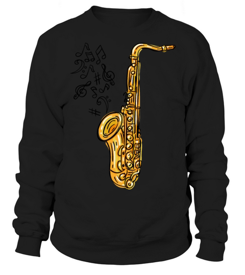 Cool Saxophone and Notes Gift Idea Jazz Musicians Women's Sweatshirt