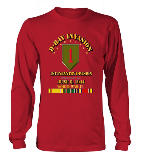 1ST INFANTRY DIV D DAY W SVC RIBBONS Long sleeved Unisex