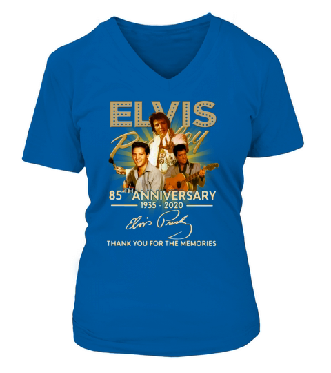 Elvis Presley 85th anniversary thank you for the memories signature V-neck T-Shirt Woman