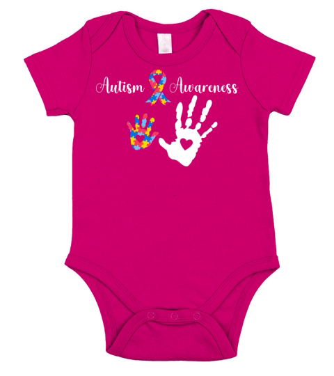 autism awareness Ribbon Hand Heart puzzle Short Sleeve Baby One-Piece