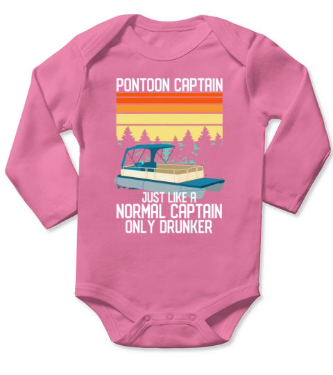 Funny Vintage Retro Pontoon Captain Drunker Long Sleeve Baby One-Piece