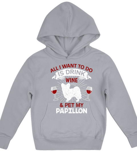 Wine And Pet My Papillon Dog Owner Gift Kids Hoodie