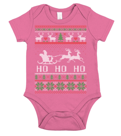 Merry Christmas Santa Claus Reindeer and Christmas Tree - Ho Ho Ho Short Sleeve Baby One-Piece