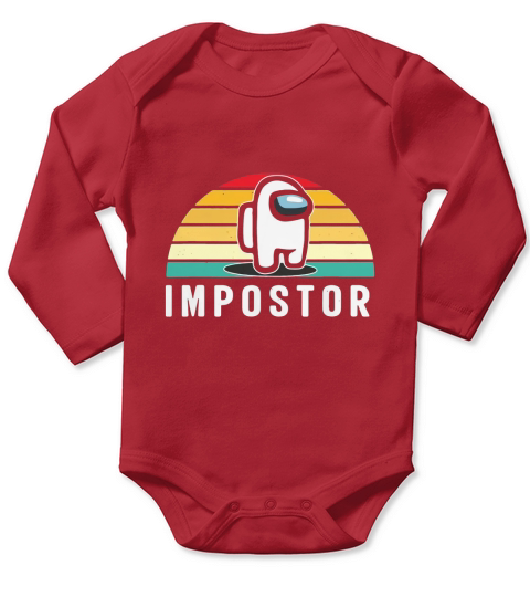 Gaming Meme Impostor Among Game Us Sus Gift Vintage Sunset Long Sleeve Baby One-Piece