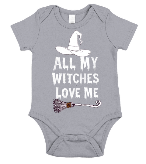 Funny Vintage All My Witches Love Me Halloween Short Sleeve Baby One-Piece