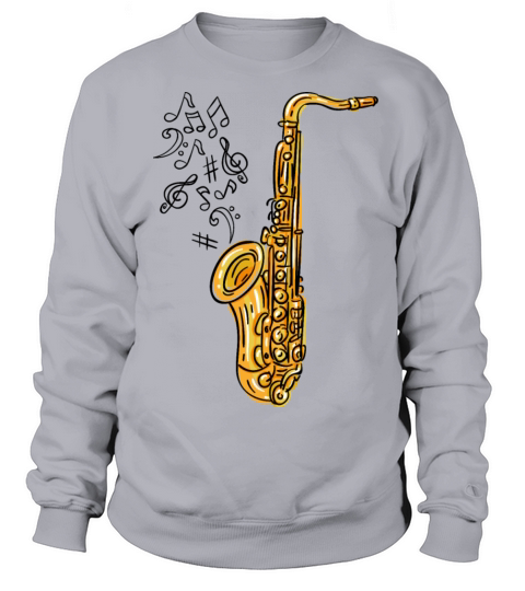 Cool Saxophone and Notes Gift Idea Jazz Musicians Sweatshirt Unisex