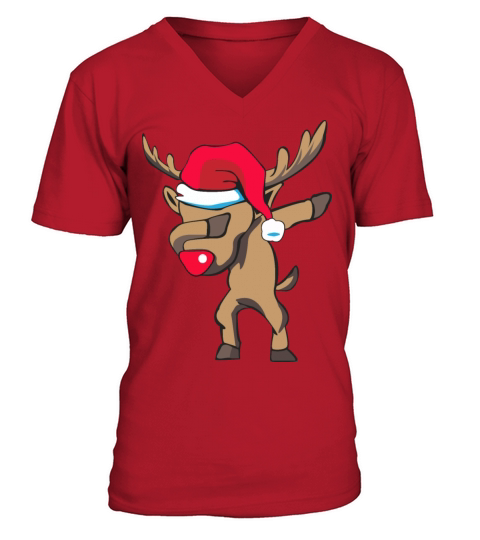 dabbing Rudolph for Christmas as a gift Men's V-Neck T-shirt