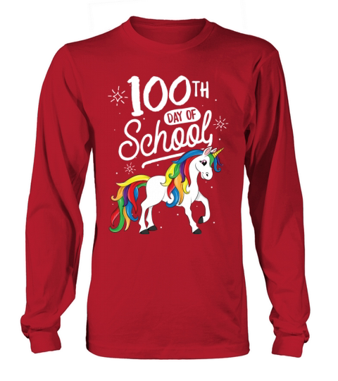 100 Days of School Unicorn TShirt for Girls Men's Long Sleeve