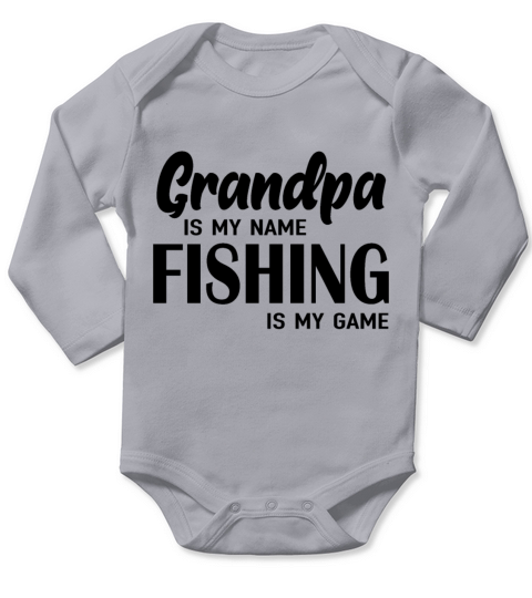 Mens Grandpa is My Name Fishing is My Game T Shirt Long Sleeve Baby One-Piece