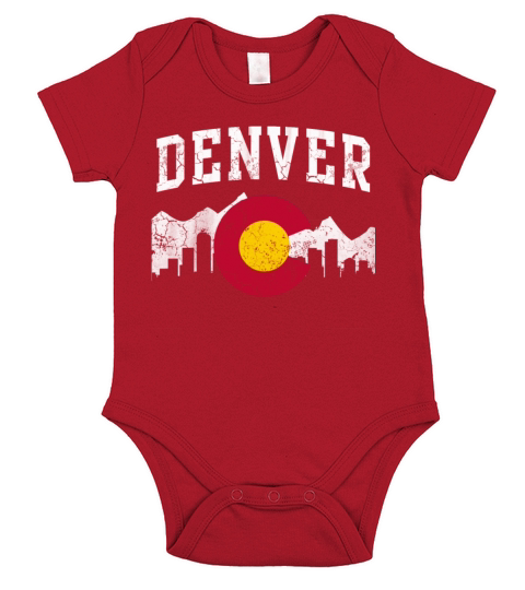 Colorado Flag Skyline Denver Short Sleeve Baby One-Piece