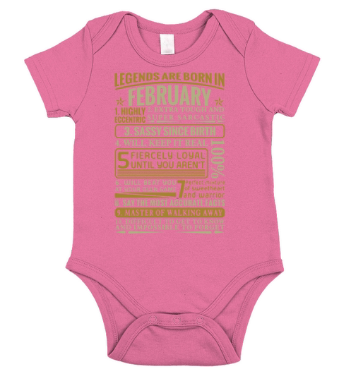 Legends are born in February highly eccentric extra tough and super Short Sleeve Baby One-Piece