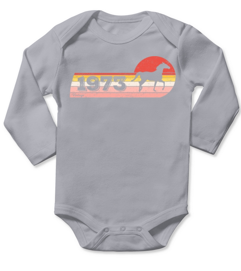Horses riding Equestrian Vintage 1973 Birthday Long Sleeve Baby One-Piece