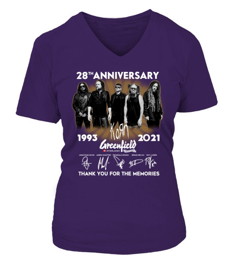 28th anniversary 1993 2021 Korn Greenfield signatures thank you for the memories V-neck T-Shirt Woman