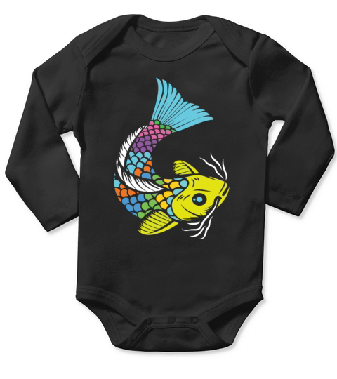 Koi fish gift Japan children friends Long Sleeve Baby One-Piece