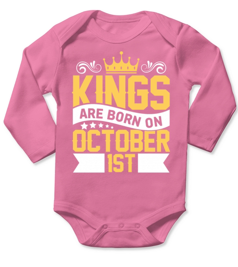Kings are Born on October 1st Birthday on October Long Sleeve Baby One-Piece