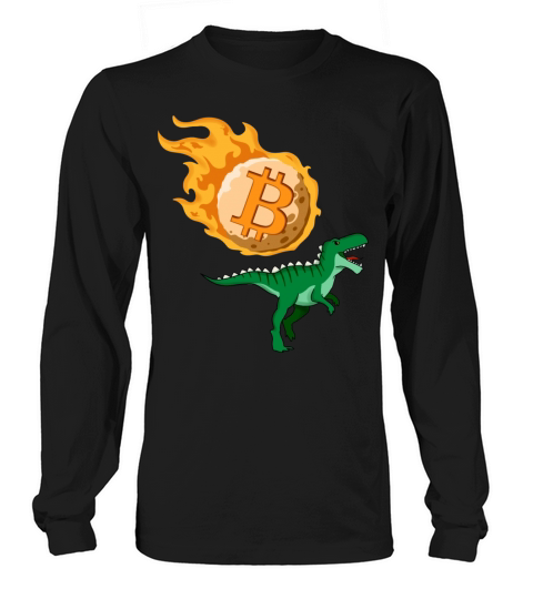 Bitcoin Comet Crashing On Dinosaurs Cryptocurrency Women's Long Sleeve