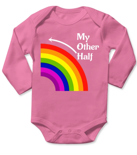 My Other Half Rainbow Left Matching T Shirt Long Sleeve Baby One-Piece