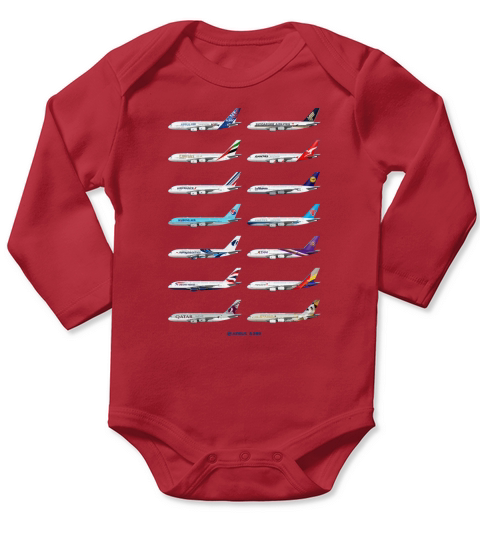 Airbus A380 Operators Illustration - Blue Version Long Sleeve Baby One-Piece