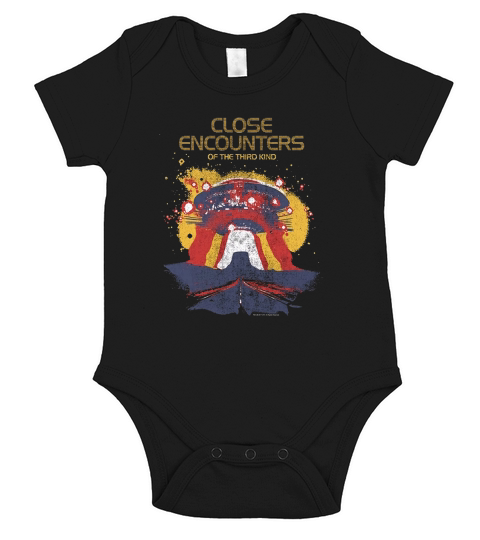 Close Encounters Simplified Color Ufo With Distressed Short Sleeve Baby One-Piece
