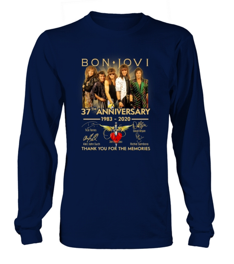 Bon Jovi 37th anniversary 1983-2020 signatures thank you for the memories shirt Long sleeved Unisex