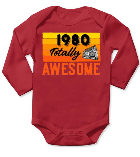 1980 Totally Awesome Celebrate Birthday Retro Long Sleeve Baby One-Piece