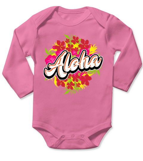 Aloha Luau Flowers Hawaiian Vacation Tropical Long Sleeve Baby One-Piece