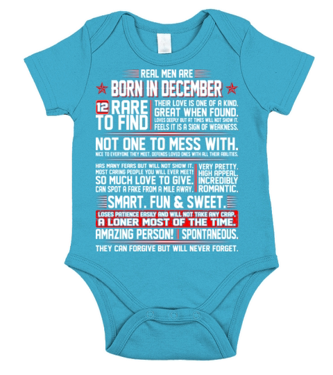 Real Men Are Born In December Birth Month Tshirt Short Sleeve Baby One-Piece