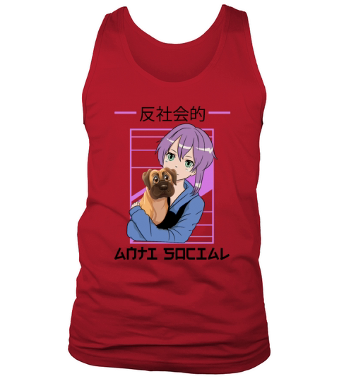 Kawaii Video Gamer Otaku Anti Social Pug Dog Anime Tank Top Unisex