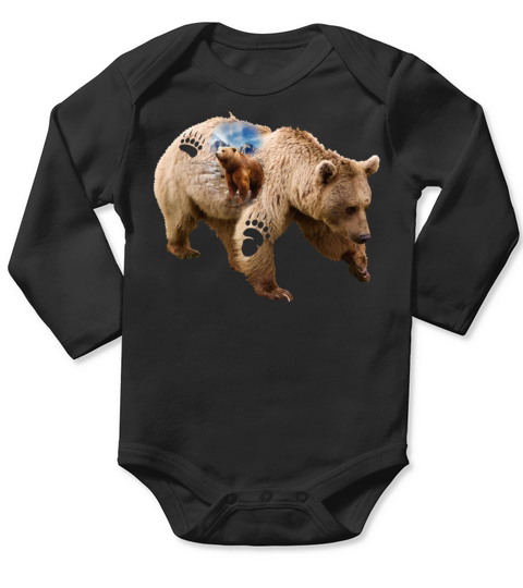 Grizzly Bear T Shirt Long Sleeve Baby One-Piece