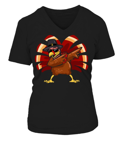 Dabbing Turkey Shirt Thanksgiving Boys Kids Men Women's V-Neck T-shirt