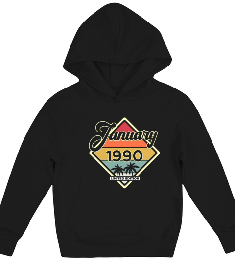 Vintage January 30 Year 1990 30th Birthday Gift Kids Hoodie