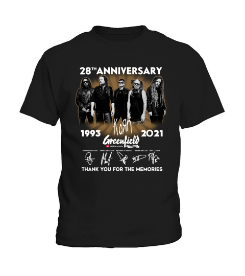 28th anniversary 1993 2021 Korn Greenfield signatures thank you for the memories Kids T-Shirt