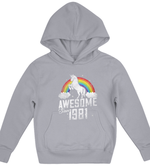 40th Bday Vintage Unicorn 70s 80s 90s Awesome Since 1981 - Ladies Flowy Tank Kids Hoodie