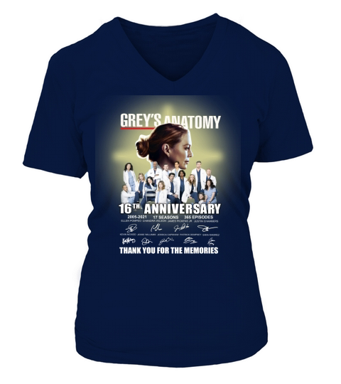 Greys Anatomy 11th Anniversary 2005 2021 17 Seasons 365 Episodes Thank You For The Memories Signatures V-neck T-Shirt Woman