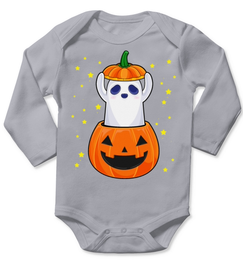 Pumpkin Ghost Funny Halloween Costume Cute Ghostie Long Sleeve Baby One-Piece