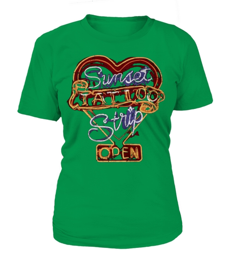 Sunset Tattoo Strip Cool Vintage Rock and Roll Sign Tshirt T-Shirt Woman