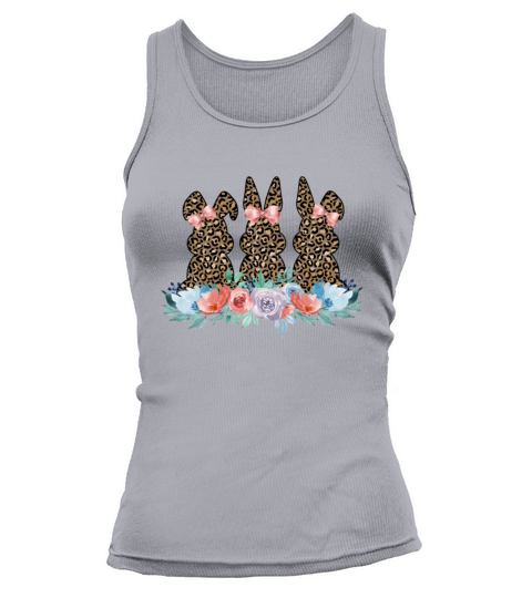 Womens Happy Easter Leopard Bunny Trio Tank top Woman