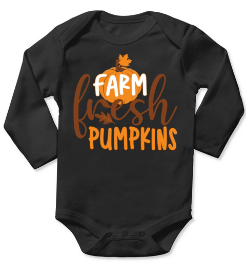 Farm fresh pumpkins acorn leaf and orange Pumpkin Long Sleeve Baby One-Piece