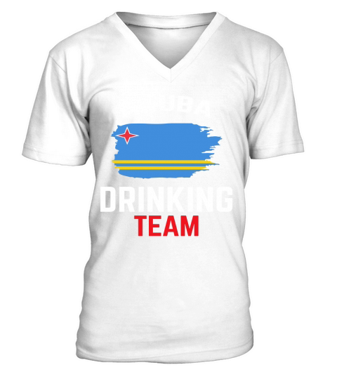 Drinking Team Aruba Flag Country Beer Funny V-Neck T-shirt
