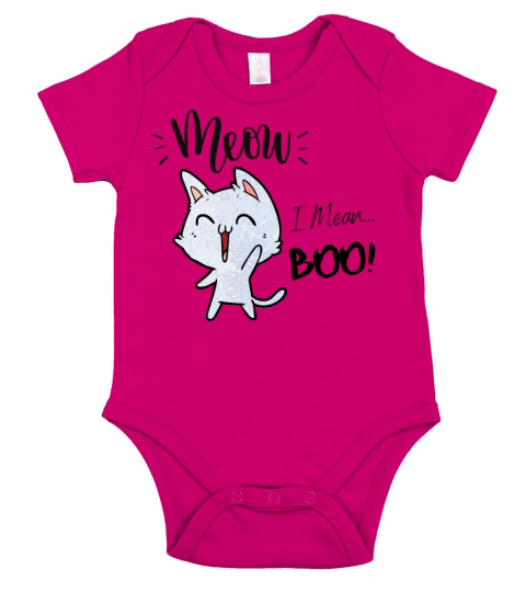 Meow I Mean Boo - Funny Short Sleeve Baby One-Piece