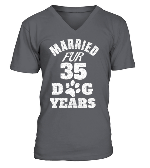 Married for 35 Dog Years 5th Anniversary design Men's V-Neck T-shirt