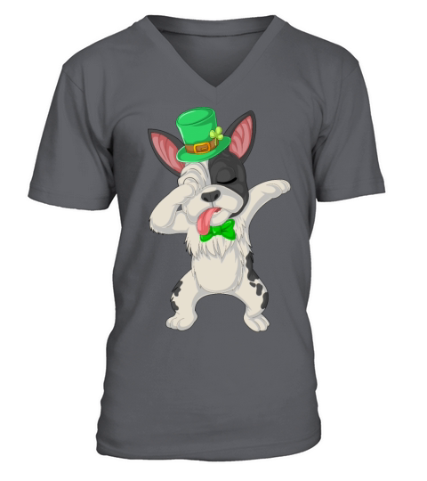 dabbing french bulldog st patricks day Men's V-Neck T-shirt