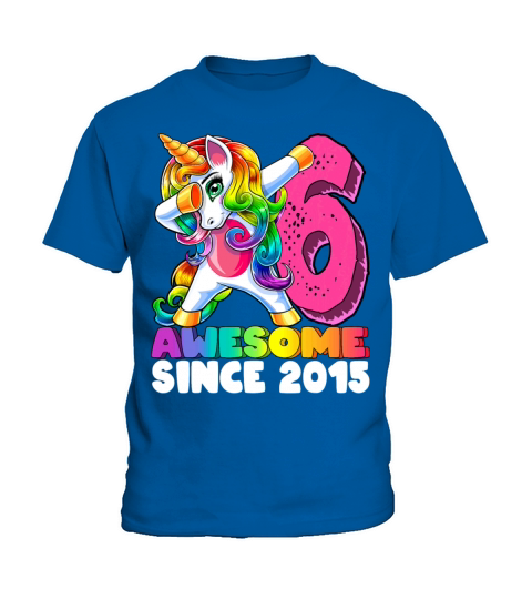 Awesome Since 2015 Dabbing Unicorn 6th Birthday Kids T-Shirt