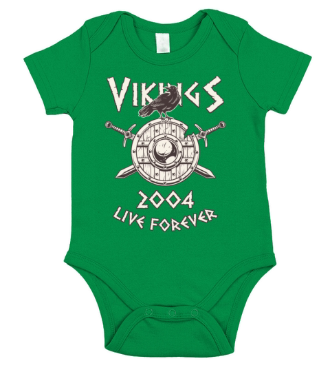 Vikings Live Forever 2004 Norse Birthday Short Sleeve Baby One-Piece