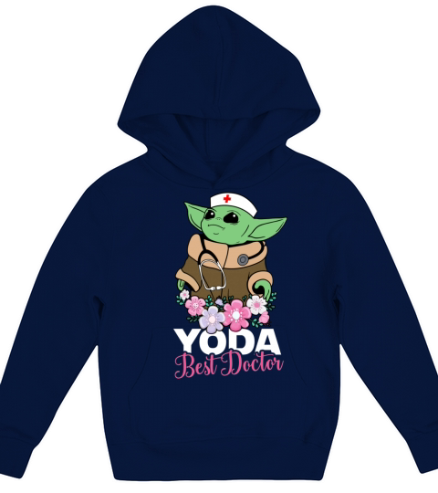 Yoda Best Doctor with Flowers Kids Hoodie
