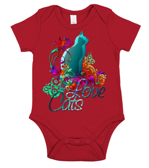 LOVE CATS with text Short Sleeve Baby One-Piece