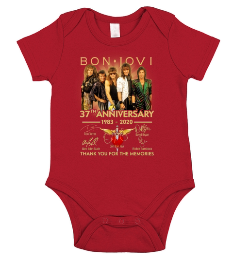 Bon Jovi 37th anniversary 1983-2020 signatures thank you for the memories shirt Short Sleeve Baby One-Piece