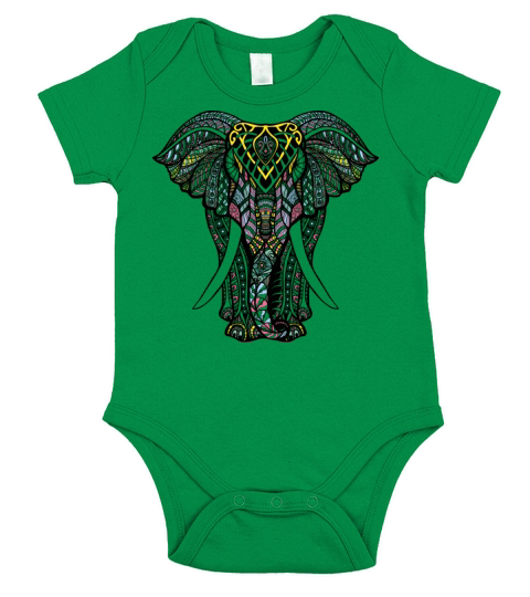 India Elephant Short Sleeve Baby One-Piece